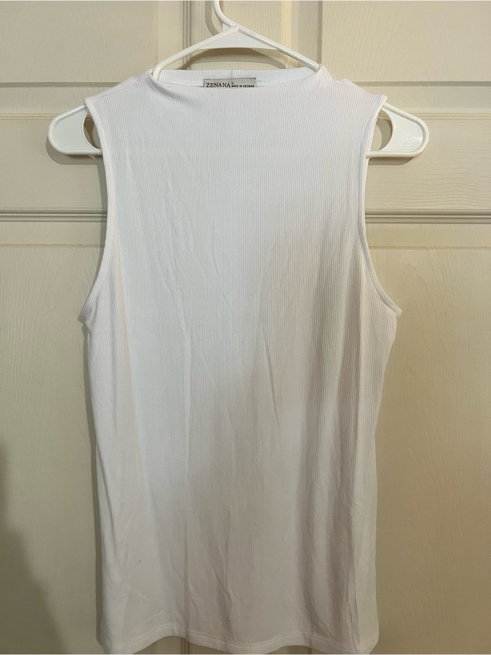 Zenana Outfitters White Ribbed Muscle Tank
